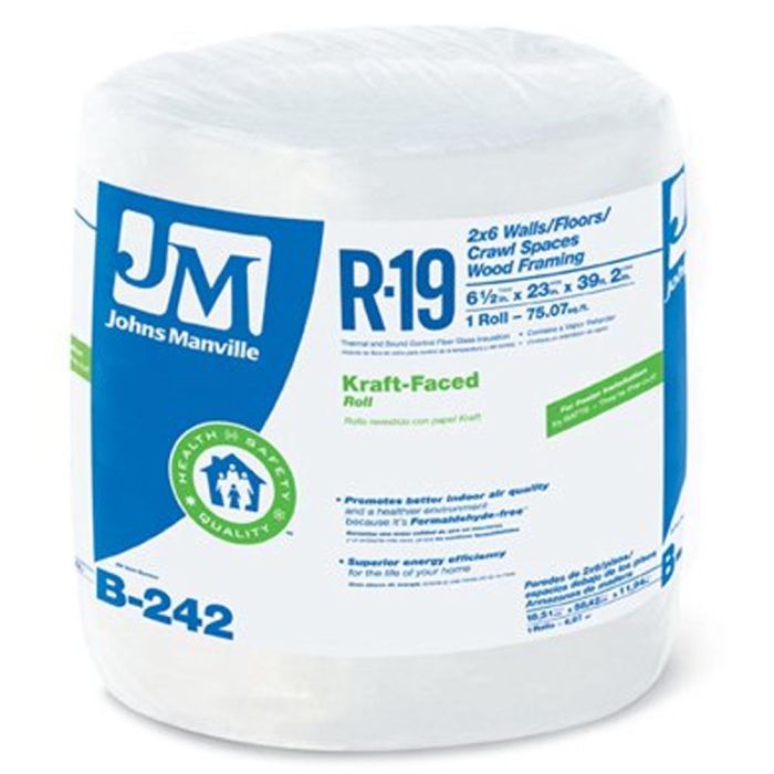 Image for R19 24" X 39' JOHNS MANVILLE ROLL KRAFT-FACED INSULATION 75.07 SF