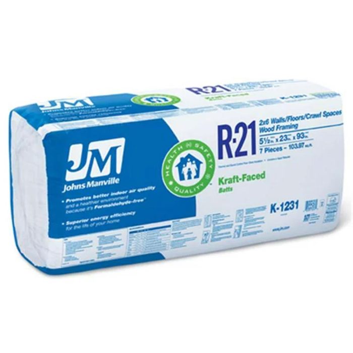 Image for R21 24" X 93" JOHNS MANVILLE BATT KRAFT-FACED INSULATION 103.97 SF