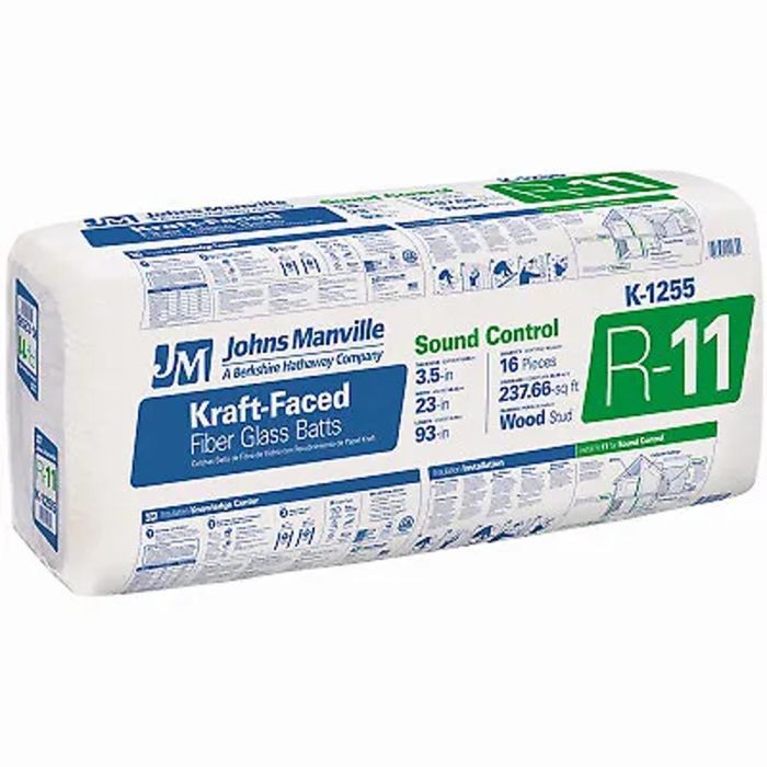 Image for R11 24" X 93" JOHNS MANVILLE BATT KRAFT-FACED INSULATION 238 SF