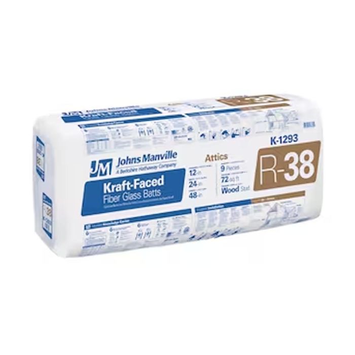 Image for R38 16" X 48" JOHNS MANVILLE BATT KRAFT-FACED INSULATION 48 SF