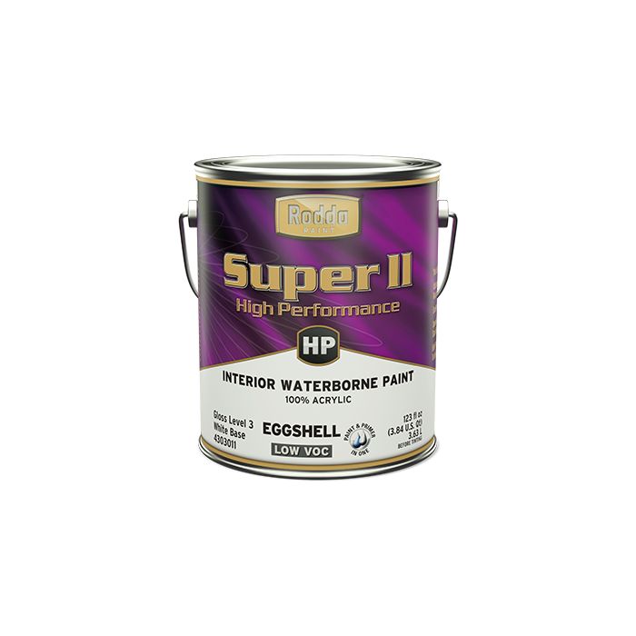 Image of Rodda Super II High Performance Interior Waterborne Acrylic Latex Eggshell Bright White 1 Quart