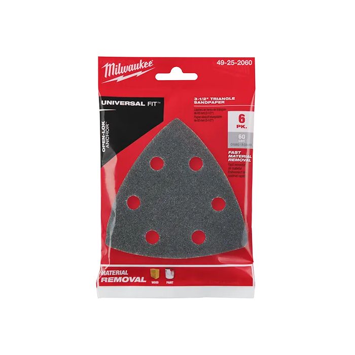 Image of 3-1/2" 60 Grit Triangle Sandpaper 6PK