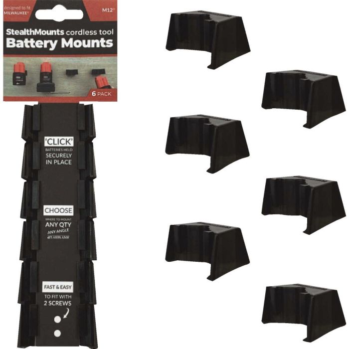 Image of StealthMounts Milwaukee M12 Tool Battery Mounts (6-Pack)