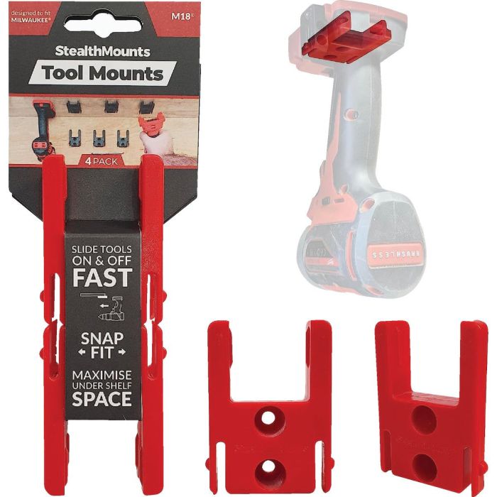 Image of StealthMounts Milwaukee M18 Red Tool Mounts (4 pack)