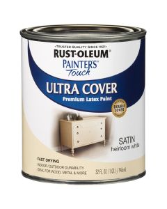 1 Qt Rust-Oleum 240285 Heirloom White Painter's Touch 2X Ultra Cover Premium Latex Paint, Satin