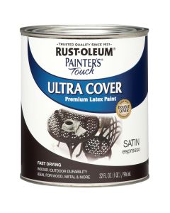 1 Qt Rust-Oleum 242018 Espresso Painter's Touch 2X Ultra Cover Premium Latex Paint, Satin
