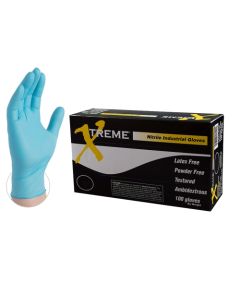 Large Ammex INPF46100 Blue Gloveworks Nitrile Industrial Latex Free Disposable Gloves, 5-Mil, 100-Pack