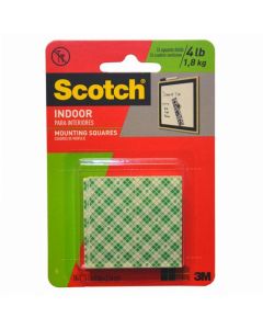 1" x 1" 3M 111 White Scotch Indoor Mounting Squares, 16-Pack
