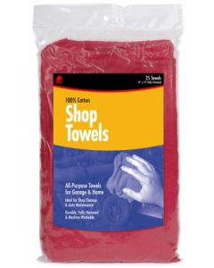 14" x 14" Buffalo 62013C Red Colored Cloth Shop Towels, 25-Pack