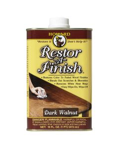 1 Pt Howard RF6016 Dark Walnut Restor-A-Finish One-Step Refinisher