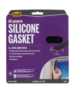 M-D 1/4 In. x 1/2 In. x 20 Ft. Black All Purpose Silicone Gasket