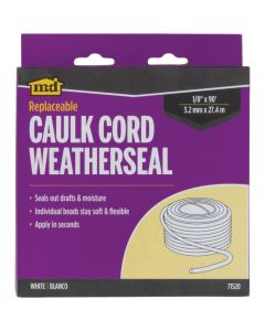 M-D 1/8 In. x 90 Ft. White Replaceable Caulk Cord