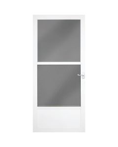 Larson Classic 32 In. W x 81 In. H x 1-1/4 In. Thick White Self-Storing Aluminum Storm Door with Matching Lever Handle