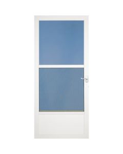 Larson Classic 36 In. W x 81 In. H x 1-1/4 In. Thick White Self-Storing Aluminum Storm Door with Matching Lever Handle