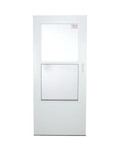 Larson Value-Core 36 In. W x 80 In. H x 1 In. Thick White Self-Storing Aluminum Storm Door