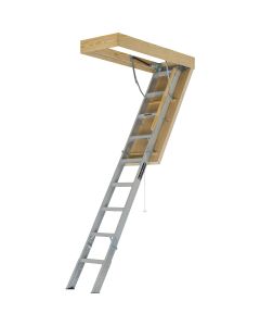 Louisville 7 Ft. 8 In. to 10 Ft. 3 In. 30 In. x54 In. Aluminum Attic Stairs, 375 Lb. Load