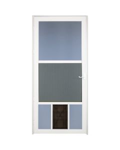 Larson Metal-Tech 32 In. W x 81 In. H x 1-1/4 In. Thick White Classic View Storm Door With Pet Door