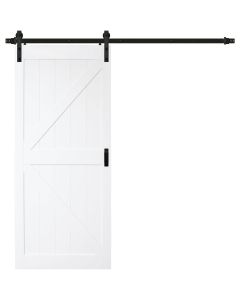 Renin Stone 36 In. W x 84 In. H Easy-Build K-Style White Textured Wood Barn Door
