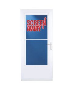Larson Screenaway Life-Core 32 In. W x 80 In. H x 1 In. Thick White Mid View DuraTech Storm Door