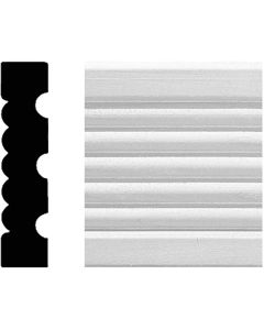 House of Fara 3/4 In. W. x 3-1/4 In. H. x 8 Ft. L. White MDF Fluted Casing Molding