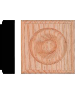 House of Fara 7/8 In. x 3-1/4 In. Unfinished Oak Rosette Block