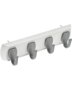 Hillman High and Mighty 5 Lb. Capacity White Key Rail with Silver Hooks