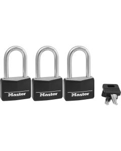 Master Lock 1-9/16 In. Wide Covered Solid Body Padlock with 1-1/2 In. Shackle (3-Pack)