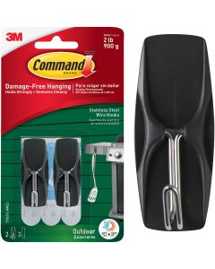 3M Command Stainless Steel Outdoor Wire Hook (2-Pack)