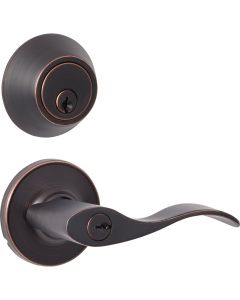 Steel Pro Oil Rubbed Bronze Single Cylinder Deadbolt and Lever Combo