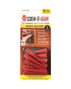 Screw-It-Again #2 to #16 Thread x 2 In. Red Plastic Wood Anchor (10 Ct.)