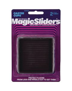 Magic Sliders 3 In. Square Rubber Non-Skid Furniture Leg Cup (2-Pack)