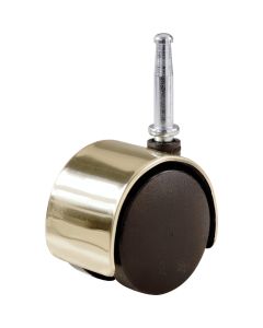 Do it 2 In. Dia. Bright Brass Twin Wheel Caster with 1-1/2 In. Stem (2-Pack)