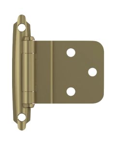 Amerock 3/8 In. Golden Champagne Inset Self Closing Face Mount Cabinet Hinge (2-Pack)