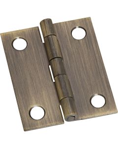 National 1-1/4 In. x 1-1/2 In. Antique Brass Hinge (2-Pack)