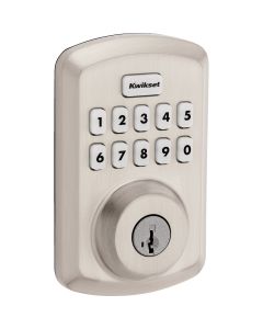 Kwikset Powerbolt 250 10-Button Keypad Electronic Deadbolt Door Lock, Satin Nickel
