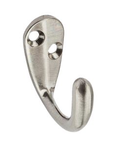 National Satin Nickel Single Clothes Wardrobe Hook, 2 per Card