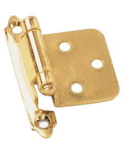 Laurey Polished Brass Self-Closing Overlay Hinge with Wood Screws (2-Pack)