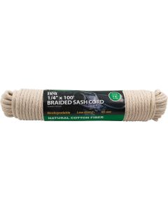 Do it Best 1/4 In. x 100 Ft. White Solid Braided Cotton Sash Cord