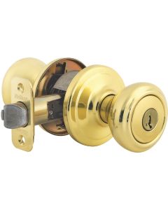 Kwikset Signature Series Polished Brass Cameron Entry Door Knob with SmartKey