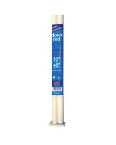 John Sterling Closet-Pro 30 In. to 48 In. x 1 In. Adjustable Closet Rod, White