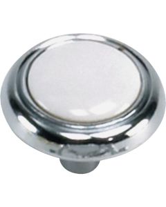 Laurey First Family 1-1/4 In. Dia. Chrome & White Porcelain Accent Cabinet Knob
