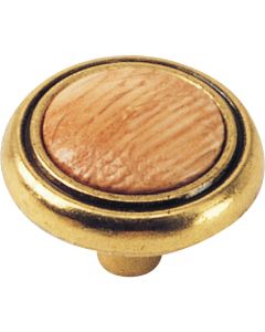 Laurey First Family 1-1/4 In. Dia. Oak & Light Brass Accent Cabinet Knob