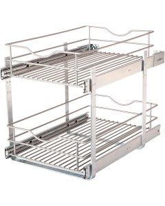 Knape & Vogt Real Solutions 14 In. Double Tier Slide Out Multi-Use Basket Cabinet Organizer