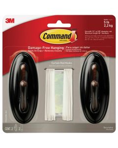 3M Command Oil Rubbed Bronze Curtain Rod Hook (2-Pack)