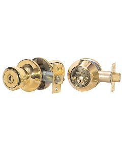 Steel Pro Polished Brass Deadbolt and Door Knob Combo