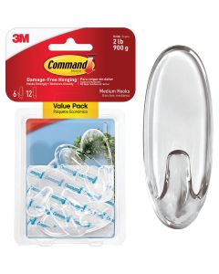 3M Command Clear Adhesive Hook (6-Pack)