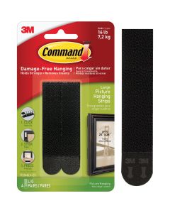 Command 1/2 In. x 3-5/8 In. Black Interlocking Picture Hanger (4 Pack)
