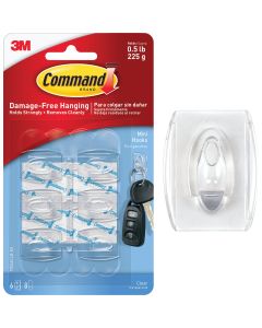 3M Command Clear Mini Adhesive Hook (6-Pack)