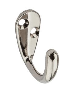 National Nickel Single Cloth Wardrobe Hook, 2 per Card