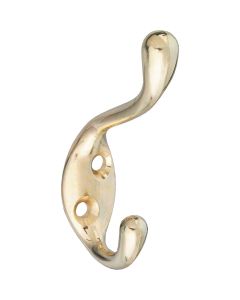 Hvy Duty Coat/Hat Hook Brass